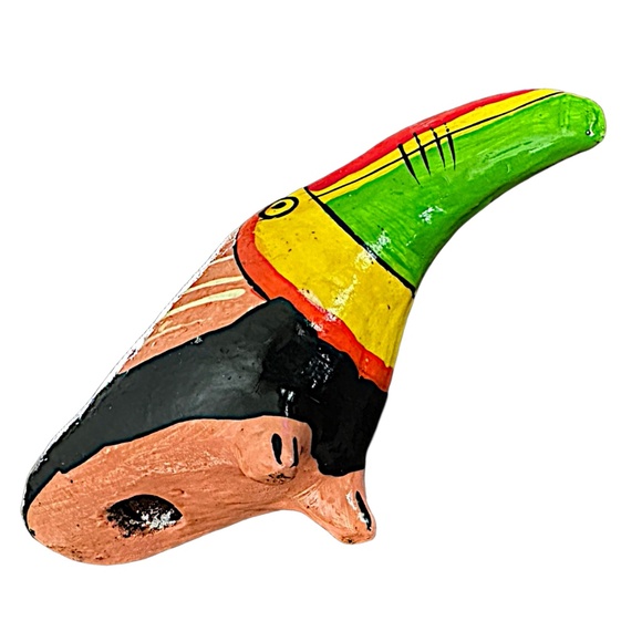 Handmade Terracotta Clay Bird Parrot Whistle 5” Folk Art Figurine Decor - Picture 5 of 6